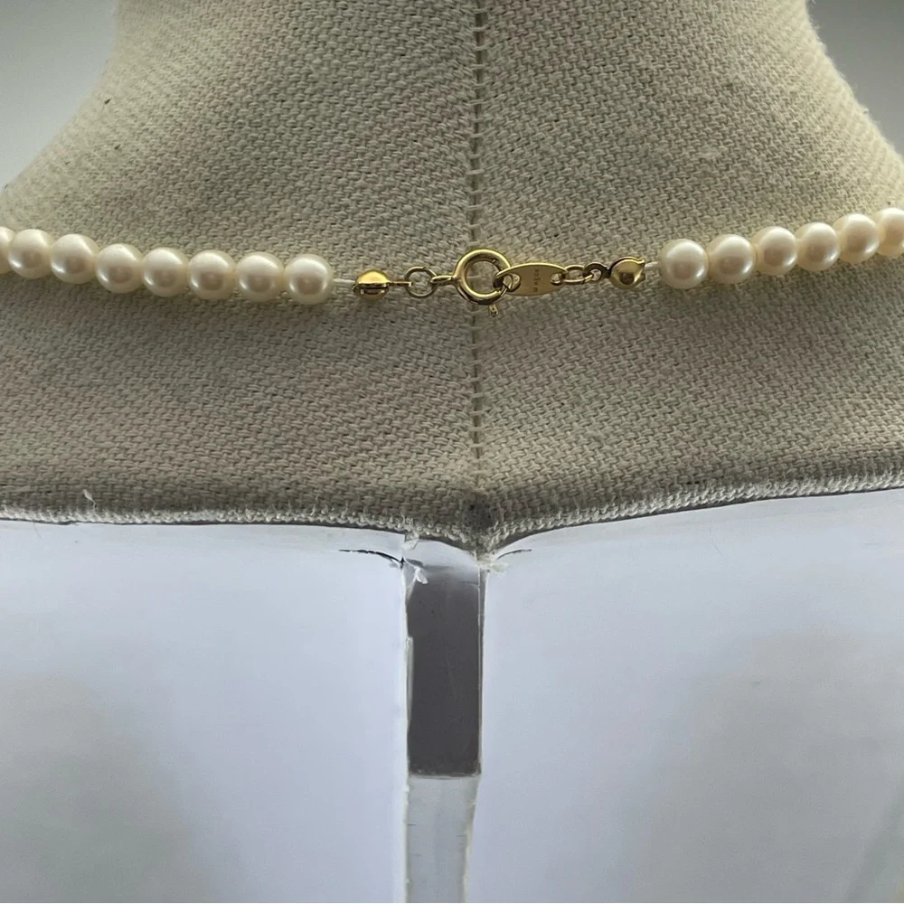 Vintage Avon Off White Glass Pearl Beaded Gold Tone Spring Clasp Necklace Bridal - Picture 5 of 8